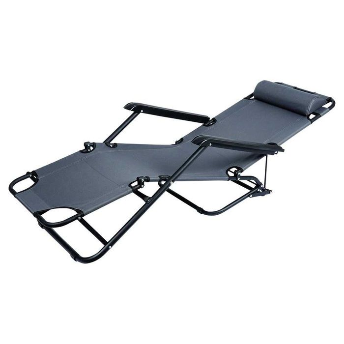 Сгъваем шезлонг, Vilde, сив, 3 позиции, размери 60x102x86см, компактен