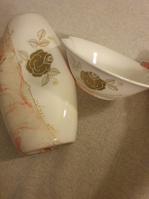 Set vază și bol ceramica Sarra Blu noi cu eticheta