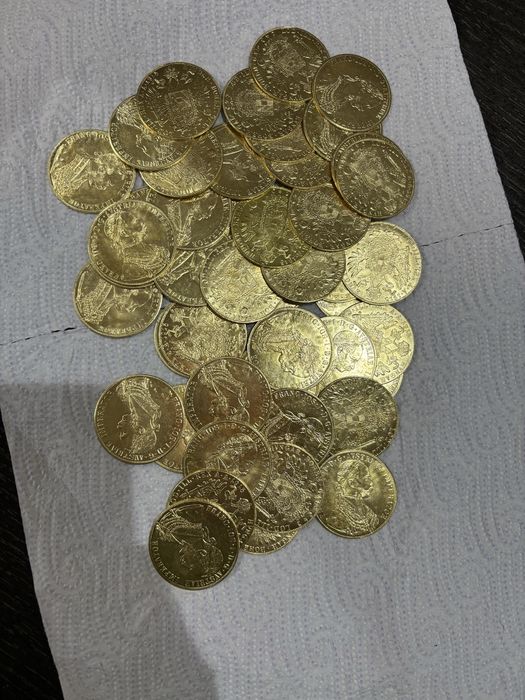 Vand monede Frank Iosif 4 ducat 1915 placati cu aur de 24k