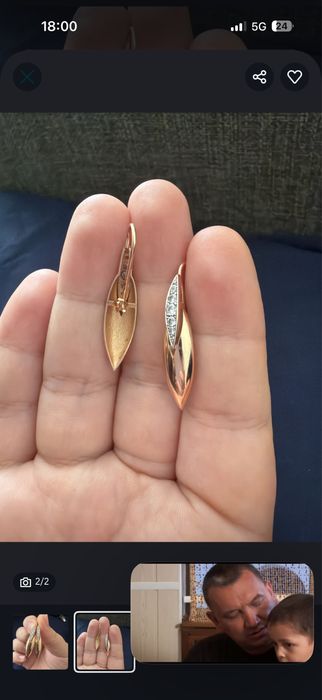 ЗОЛОТЫЕ СЕРЬГИ, Вставка фианит