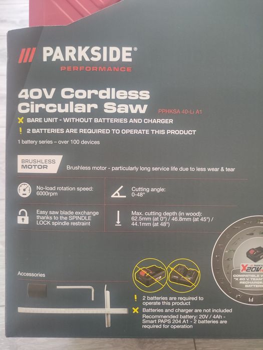 Circular 40 V Parkside Performance pe baterie de 20 V