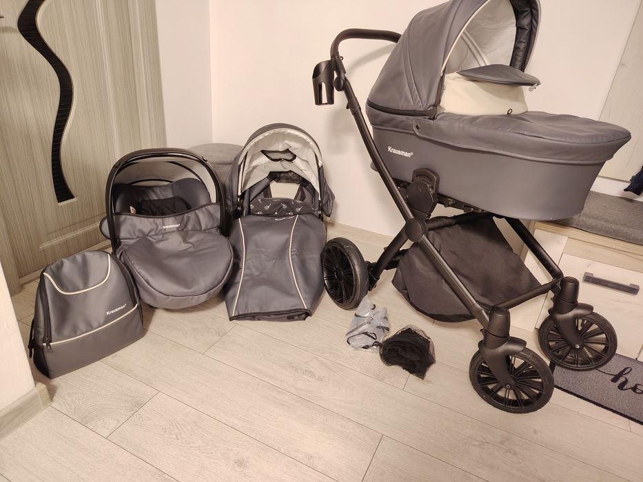 Carucior 3 în 1 Krausman Rider Soft Grey