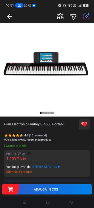 Pian Electronic FunKey SP-588 Portabil