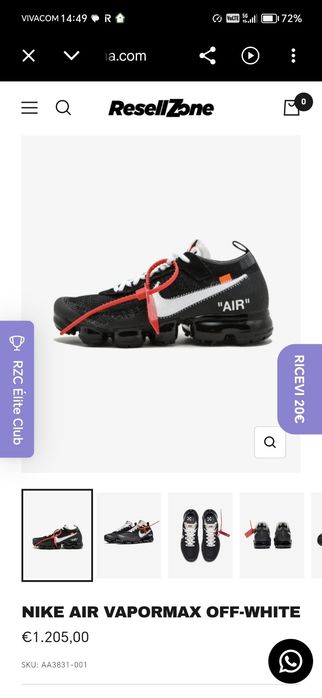 Nike Air Vapormax  Off-White, номер 40
