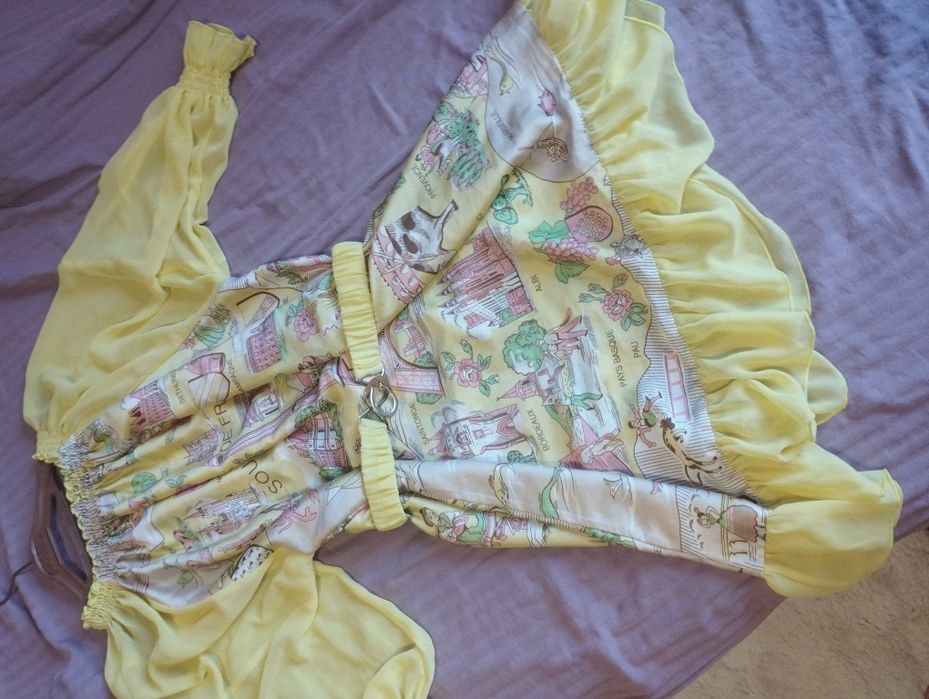 Луксозна жълта рокля Enita сатен