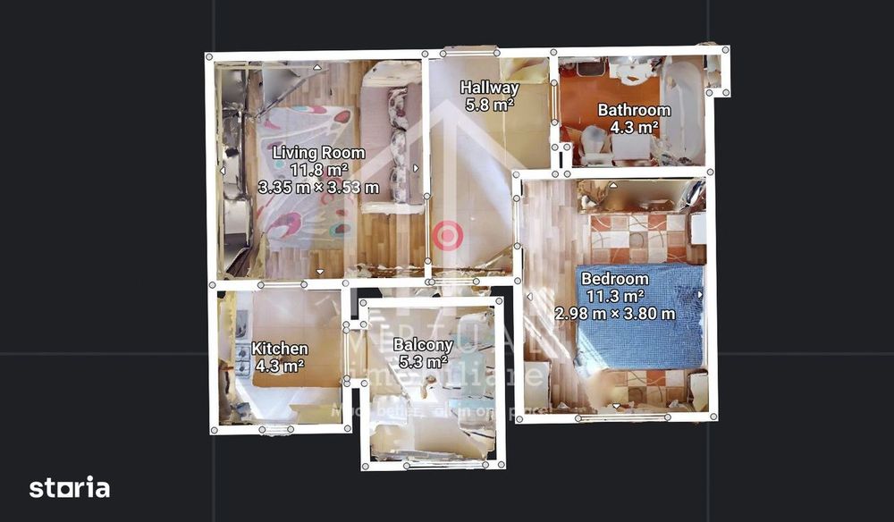 2 camere , etaj intermediar , cartier turnisor | tur virtual