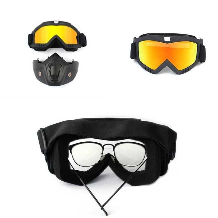 Ochelari + Masca paravant detasabil echipament sportiv moto atv paintb