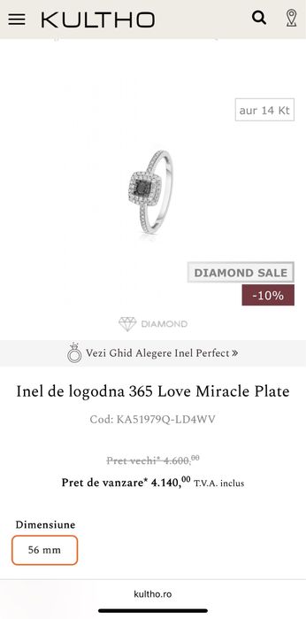 Inel logodna aur alb cu diamant negru și 56 diamante albe