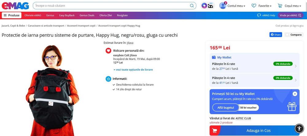 Protectie de iarna pentru sisteme de purtare bebelusi marsupiu happy hug