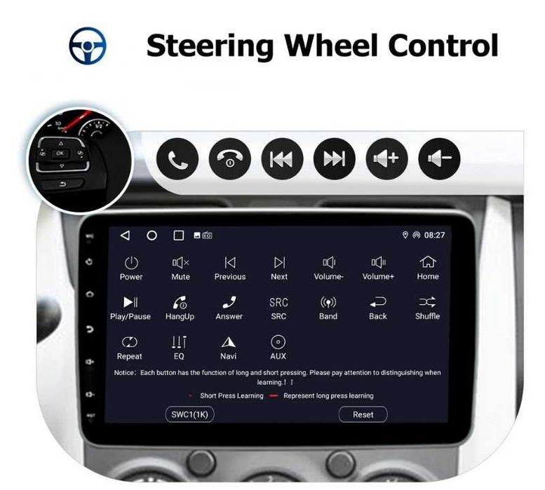 10.1” 1-DIN мултимедия с Android 14, 8-core CPU 6/128GB ,  4G/LTE, RDS, CarPlay и AndroidAuto