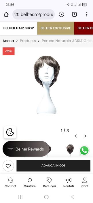 Peruca par natural scurt grizonat Belher nou nouta