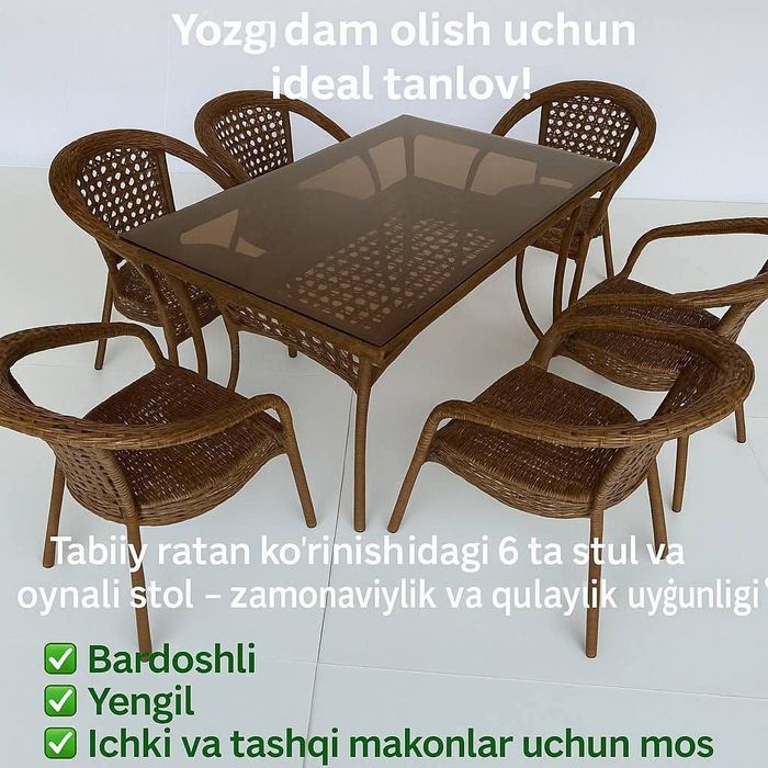 Toʻqima stol stullar Ratan stol stullar Тукима стол стуллар Ратан Стол