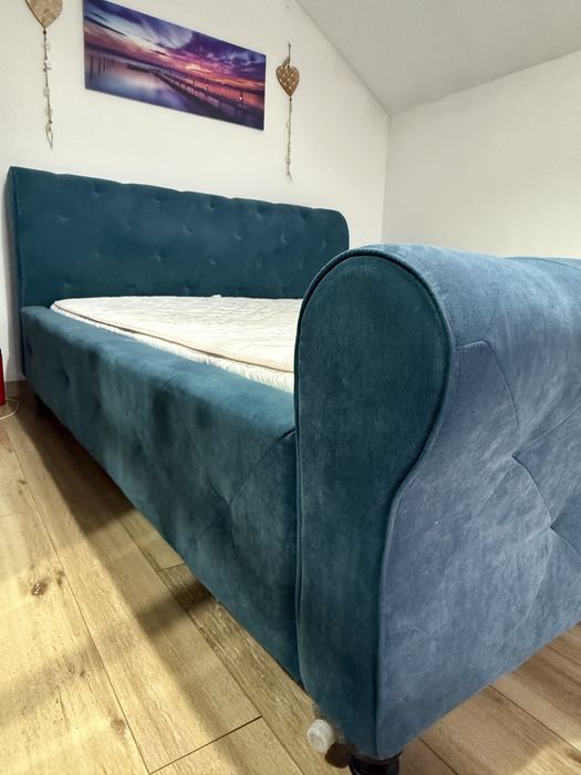 Pat tapițat premium + saltea inclusă - stare foarte bună - Constanța