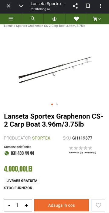 Lanseta Sportex Graphenon 3.97m 3.75 lb