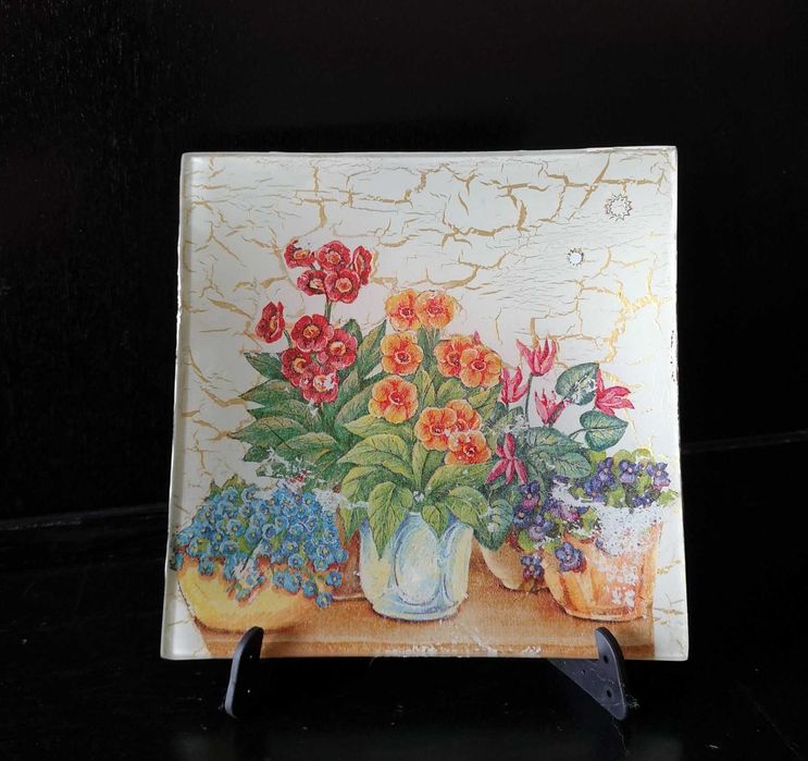 Винтидж Японска чаша Кутани, чиния с принт цветя и още