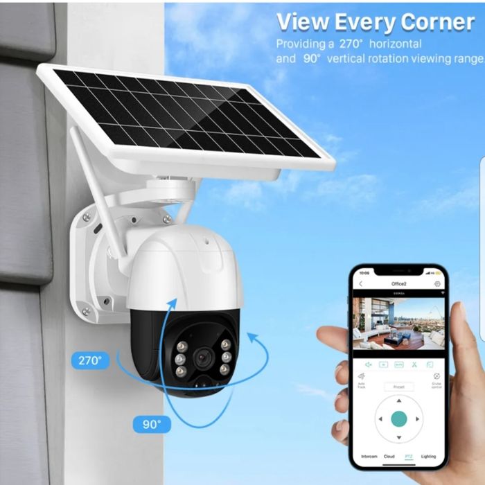 Camera supraveghere 4G cu panou solar microfon difuzor V380 PRO