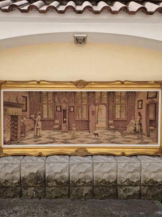 Уникален огромен антикварен белгийски гоблен