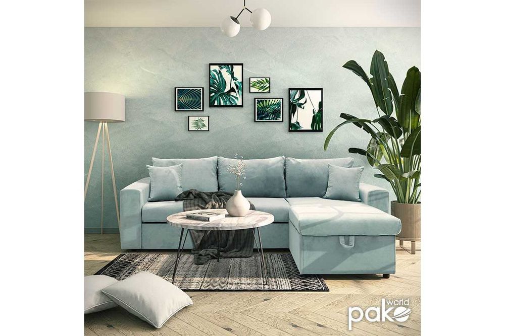 Удобен Ъглов диван Lilian с функция "Сън" и ракла- Безплатна доставка!