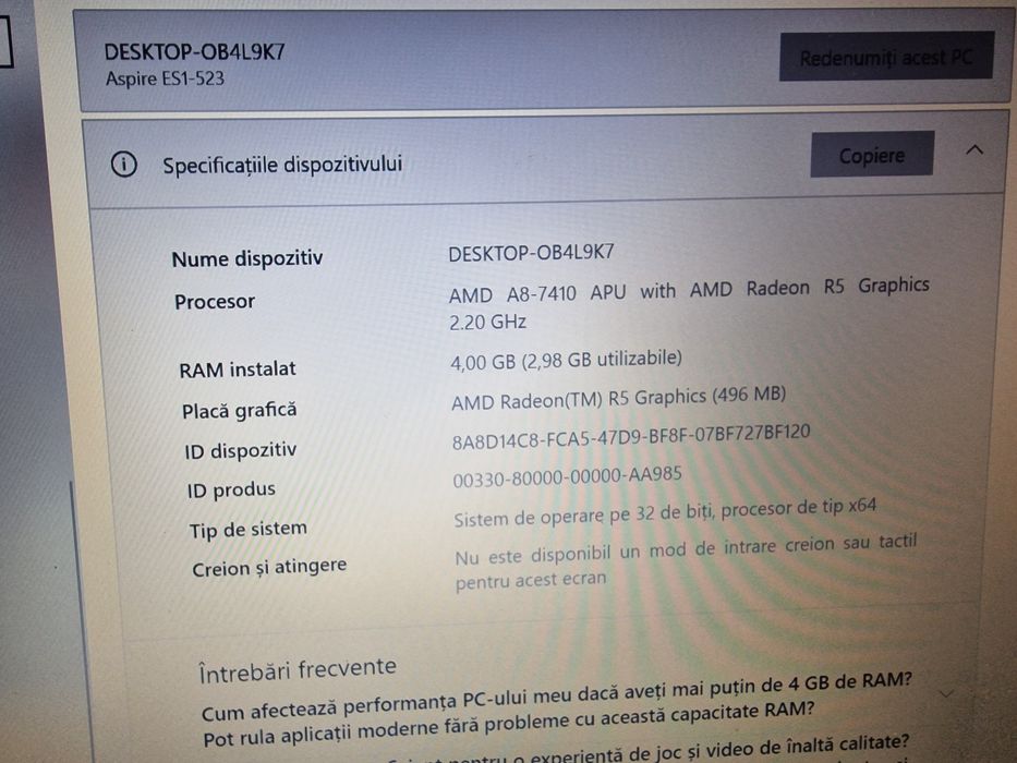 Acer Aspire ES1 -523 -88m3