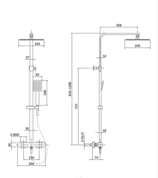 Coloana de dus cu termostat