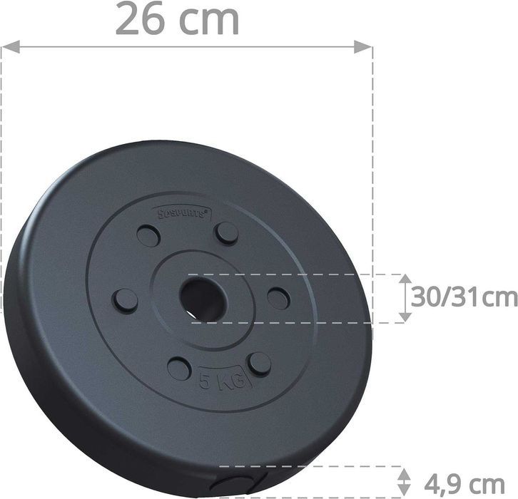 Set de 2 discuri, 2 x 5 kg, Plastic, Negru