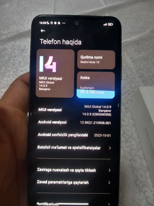 REDMI NOT 10 oben bor