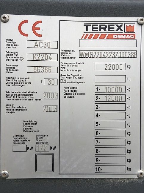 Terex Demag AC 30 City – 30 t, 25 + 33 m, 4×4×4, добра кондиция