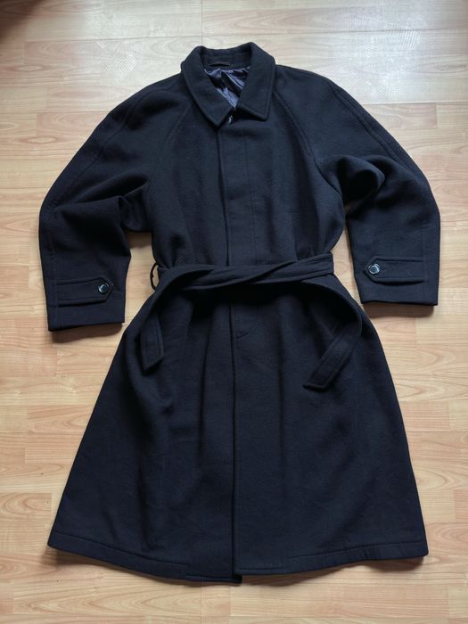Overcoat balmacaan palton pardesiu Yves Saint Laurent wool navy