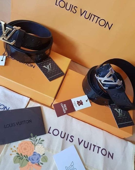 Curea piele naturala, logo metalic auriu/argintiu,cutie,saculet, etich