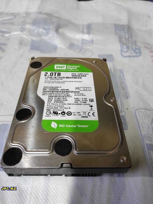 HDD 2Tb Western Digital WD20EARX Sata III 6 Гбит/c, 3.5"/ 5400rpm 64Mb