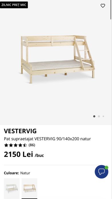 Pat Supraetajat 90/140/200 natur JYSK