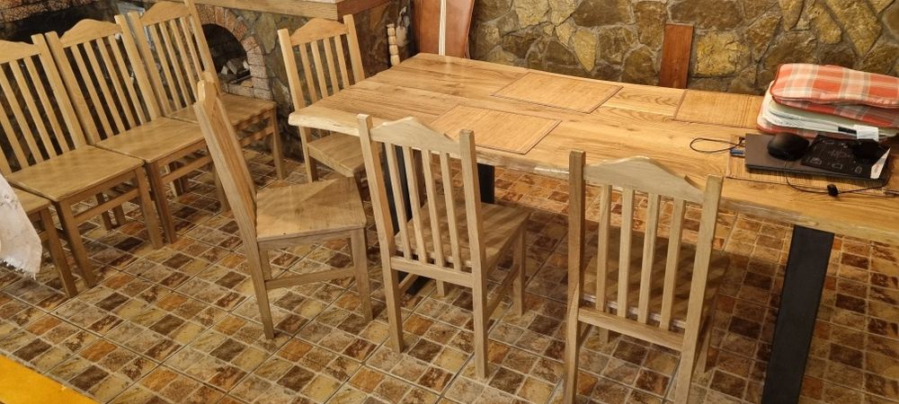Mobiler rustic/scaune și mese din lemn masiv de fag sau stejar