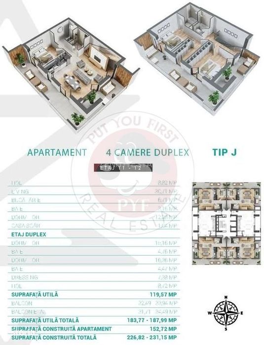 Prosper Mall |  4 camere | Duplex | 200mp | B11950