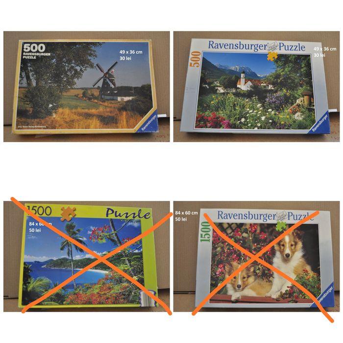 Puzzle 500, 1000, 1500 piese Ravensburg, Clementoni, Educa