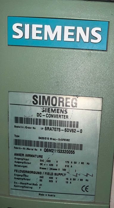 redresor comandat cu tiristoare SIEMENS SIMOREG 6RA7075-6DV62-0 pentru motoare de curent continuu