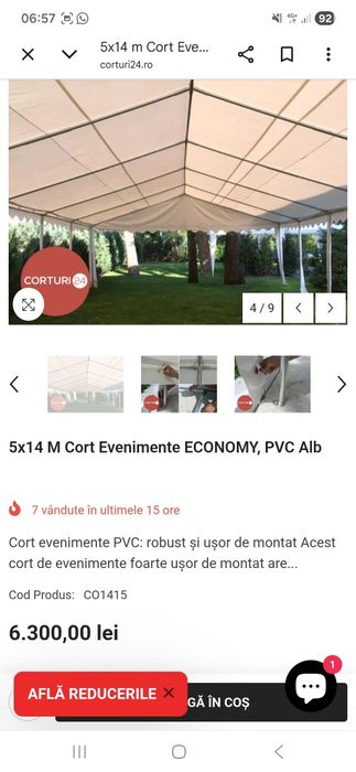 Cort evenimente 5 x 14 m de vanzare