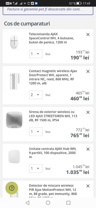 Pachet 4 camere video Dahua si sistem alarma Ajax