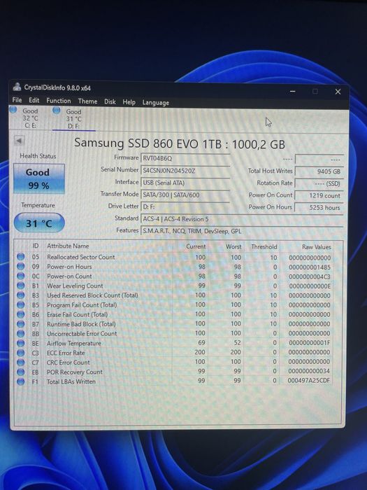 SSD Samsung 860 EVO 1TB 2.5”