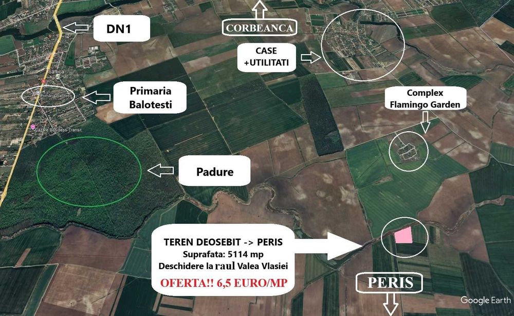 Proprietar - TEREN DEOSEBIT - PERIS - CORBEANCA - 2 FRONTURI STRADALE