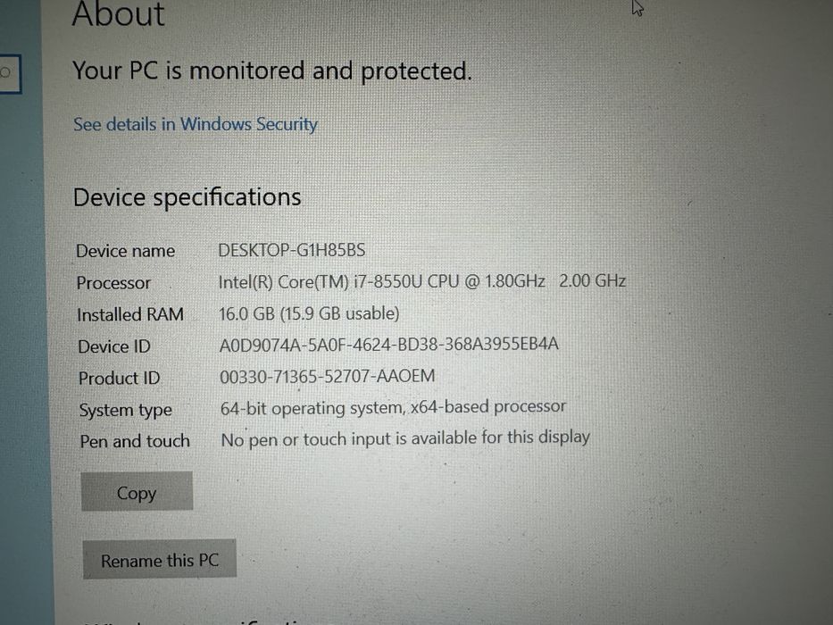 Vand laptop Thinkpad i7