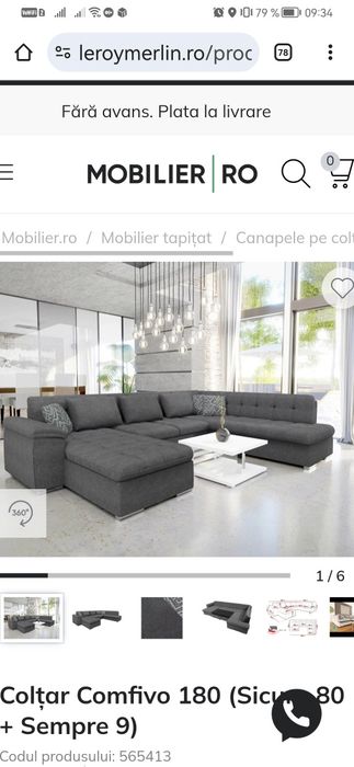 Colțar Comfivo extensibil forma U 350 cm