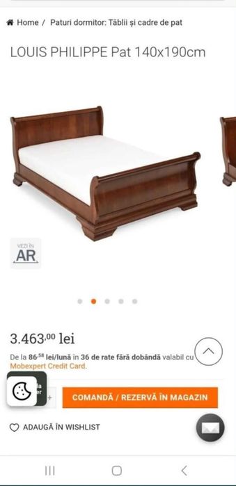 Pat cu noptiere Louis Philippe