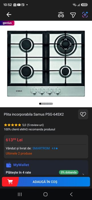 Vand plita cu gaz Samus