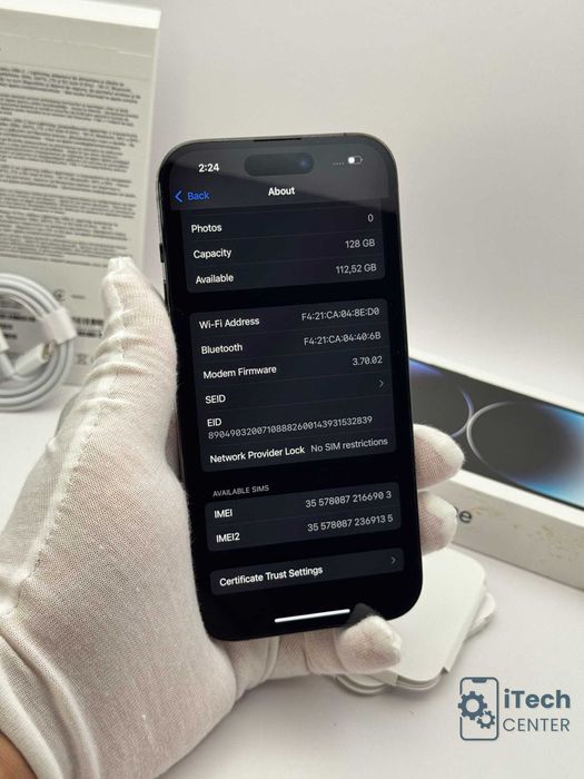 iPhone 14 Pro, 128GB, Black, 100% батерия, КАТО НОВ, 1г. ГАРАНЦИЯ!