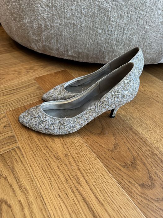 Pantofi dama sclipitori cu toc mic marime 37-38