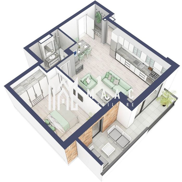 Apartament 2 camere | Balcon 10.3 mp | Etaj 1 | Turnisor