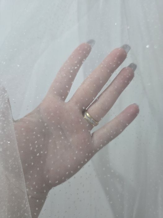 Voal mireasă lung 3m cu sclipici / glitter – Mireasa Modernă (cu pieptene)
