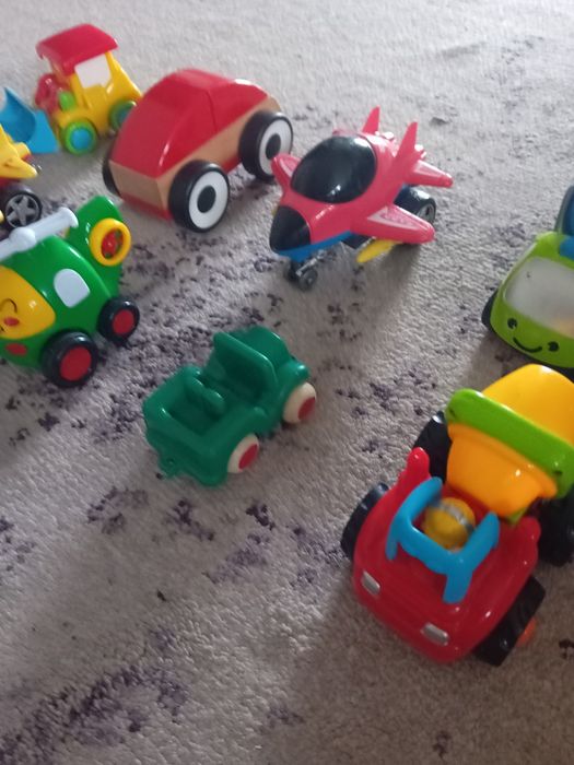 set 9 masini bebe copil 1 an 2 ani excavator avion betoniera masinute