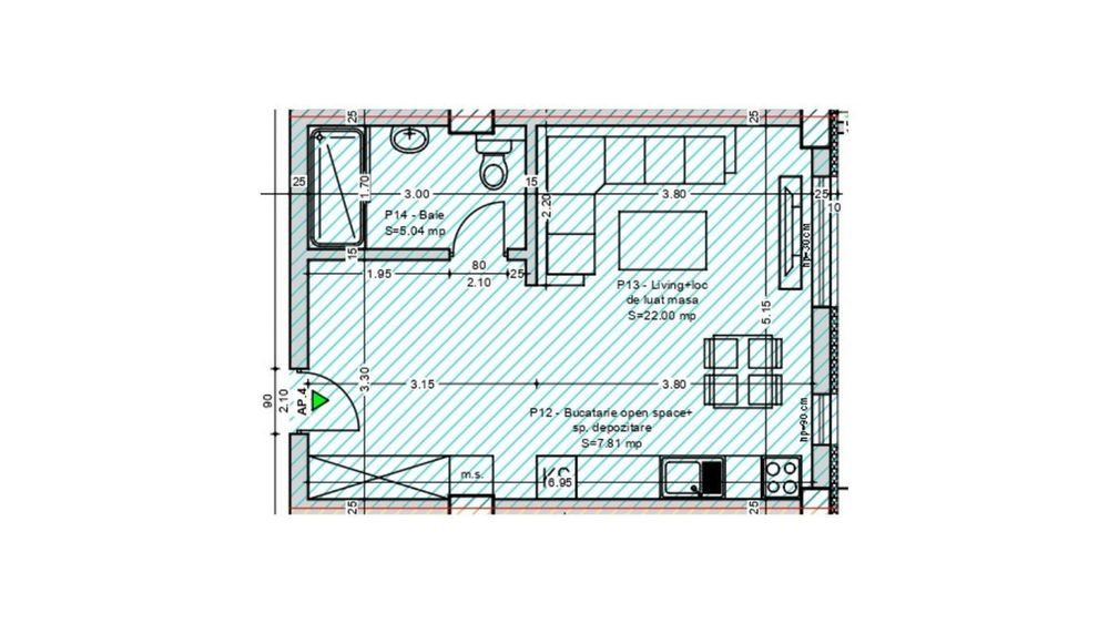 Studio de vânzare în Mangalia, în cadrul ansamblului "Casa Cristian"