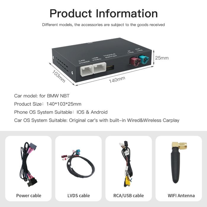 Modul CarPlay Android  BMW NBT F10 F30 F15 F25 seria 1 2 3 4 5 6 X